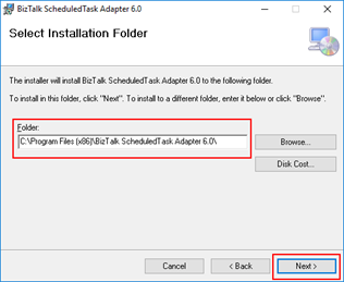 BizTalk Scheduled Task Adapter Select Installation Folder