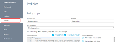 mock responses in API Management: Publisher Portal Policies