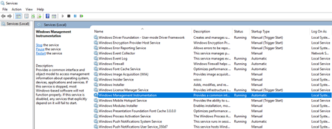 BizTalk Server Administration Console cannot connect to WMI provider: Winmgmt service running