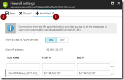 Add client IP to firewall settings