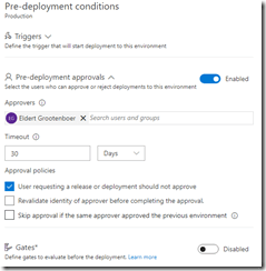 Enable pre-deployment approvals Enable pre-deployment approvals