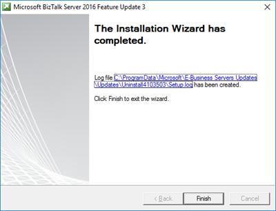 BizTalk Server 2016 Feature Pack 3: Complete screen