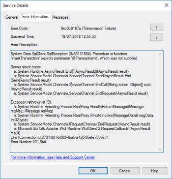 BizTalk Server WCF-SQL Adapter: Procedure or function expects parameter