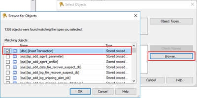 StoredProcedure does not exist: browse objects Stored Procedures