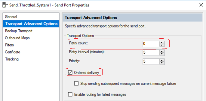 BizTalk Server Controlled Throttling: Send Port Properties