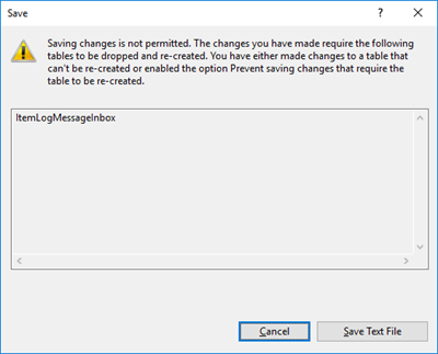 SQL Server Management Console: Saving changes is not permitted