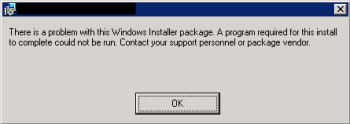 BizTalk Server MSI installation error: There is a problem with this Windows Installer package