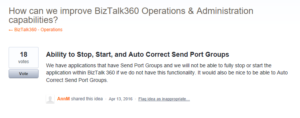 Customer Feedback for Send Port Group Monitoring