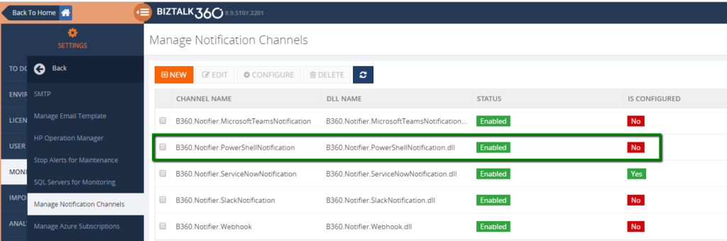 Terminating Dehydrated Service instances - Configure PowerShell Notification channel