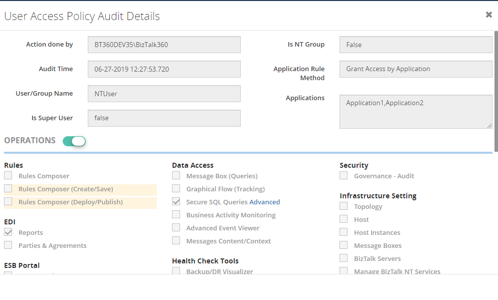 User Access Policy - Detail view Creation