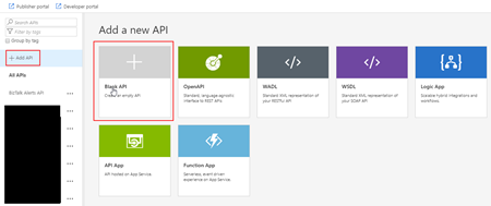 Azure API Management Add Blank API