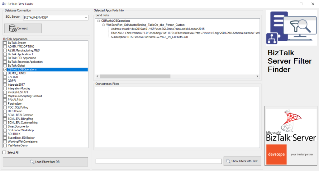 BizTalk Filter Finder Tool