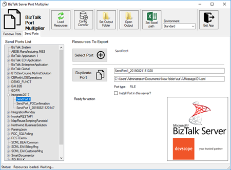Devscope BizTalk Port Multiplier tool Send Ports