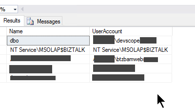 BizTalk Server BAM SQL Queries: Checking who has permission